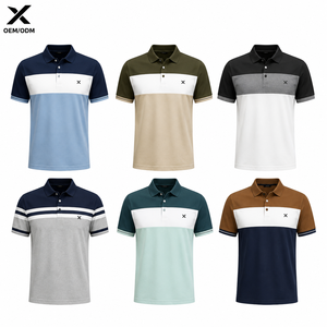 <span class=keywords><strong>Polo</strong></span> décontracté à manches courtes pour homme X Sports <span class=keywords><strong>City</strong></span>, couleur unie, respirant, 100 % coton tricoté, polos d'été rayés et color-block - Product Image 1