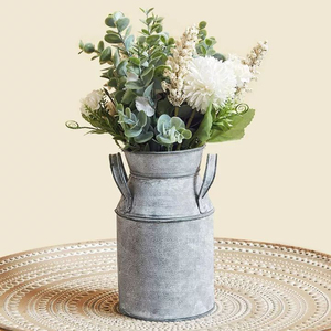 Vase décoratif vintage en métal galvanisé, style ferme, pour fleurs, pot à fleurs style campagne française pour la maison, le jardin et l'extérieur. - Product Image 3