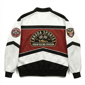 เสื้อแจ็คเก็ตแข่งรถแบบสั่งทำ OEM สไตล์วินเทจ NASCAR F1 ปักโลโก้เต็มตัว ผ้าคอตตอนหนา เสื้อแจ็คเก็ตสตรีทแวร์แนวมอเตอร์สปอร์ต - Product Image 2