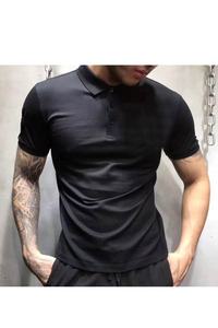 Camisetas Polo Casuales Lisas Negras para Hombre, Camisetas Polo Bordadas 100% Algodón con Logotipo Personalizado - Product Image 2