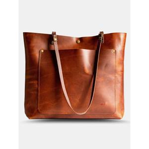 Latest Arrival Pure Leather Handbags Casual Style Open Top With Removable Strap Genuine Leather Women's Shopping Bag For Sale - Product Image 4