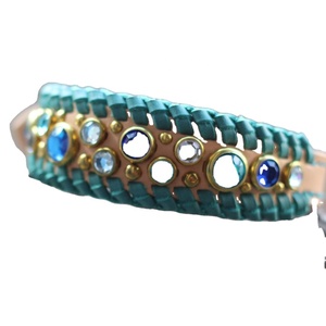 Collier de chien en cuir de qualité supérieure fait à la main goujons en cristal personnalisés décoration rivet solide fabricant direct en gros - Product Image 1
