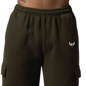 Men's Olive Green Cargo Sweatpants Loose Fit Fleece Jogger Pants Utility Pocket Workout Gym Training Casual Activewear - Product Image 4