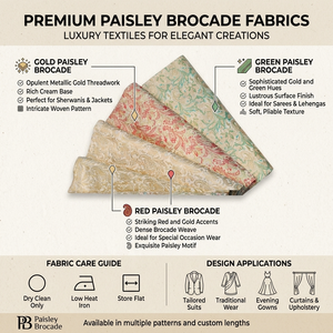 Tissus en soie brodée Banarasi, tissage jacquard traditionnel, matériau textile de luxe pour vêtements ethniques - Product Image 6
