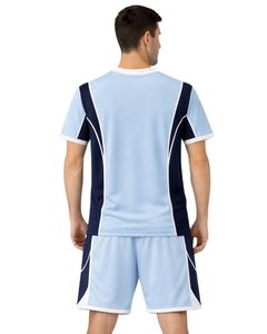 Ensemble de vêtements de sport pour hommes, t-shirt et short bleu marine clair, respirant, séchage rapide, tenue de sport, course à pied, entraînement, vêtements de sport - Product Image 4