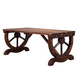 Panca Rustica a Forma di Ruota di Carro per 2 Persone, Marrone, per Giardino, Veranda e Cortile - Product Image 4