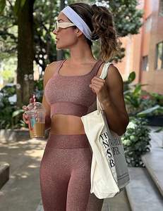 Conjunto de Traje de Compresión Personalizado para Mujer, Ropa de Gimnasio y Yoga, Tela Spandex, Diseño Anti-Exposición, Cintura Elástica, Largo Completo, Deportivo - Product Image 2