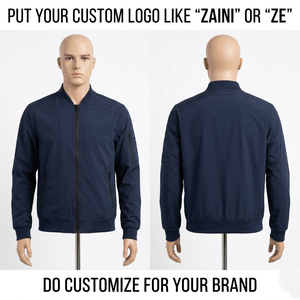 เสื้อแจ็คเก็ตบอมเบอร์แบบกันลมสีดำ ผลิตจากผ้าโพลีเอสเตอร์พรีเมียม 240 GSM สำหรับทั้งชายและหญิง  รับสกรีนพิมพ์ลายปักแบบวาร์ซิตี้ - Product Image 4