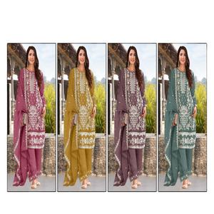Designer indien pakistanais exclusif dernier tissu semi-cousu Salwar Kameez à la mode ethnique fête porter adultes occasions nuptiales - Product Image 1
