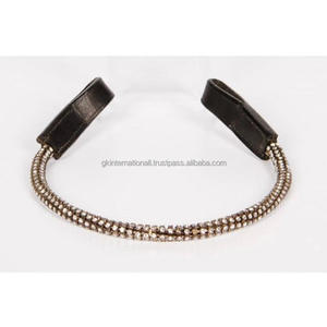 Nuevo diseño, banda redonda para cejas de caballo de cuero hecha a medida, cubierta con cristales plateados y dorados en todos los tamaños, mazorca completa extra grande - Product Image 2