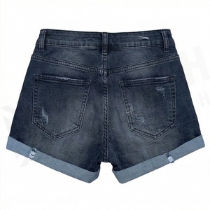 Elegantes Shorts de Mezclilla para Mujer, Cintura Alta, Rotos, Casuales, Moda de Verano, Ropa Urbana, Color Personalizado, Prenda Única - Product Image 2