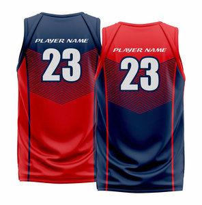 Team Basketball Uniforms Red and <b>Navy</b> V-Neck Sleeveless Moisture Wicking 100% Polyester Adult Unisex Sublimated Print - Product Image 3