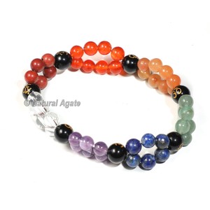 Bracelet en calcite avec 7 perles de chakra – Bijoux de yoga en pierres précieuses naturelles - Product Image 6