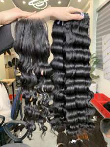 Vietnamhairluxury Ocean Extensiones de cabello humano ondulado vietnamita Cabello virgen y Remy Trama única Tejido de cabello de onda profunda - Product Image 3