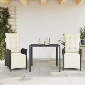 Ensemble de salle à manger de jardin noir et blanc crème - Product Image 1