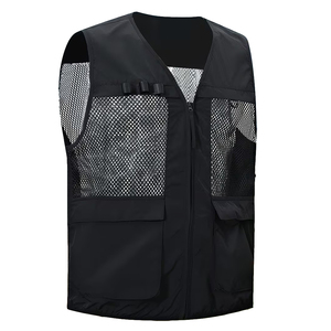 Veste de photographie en maille respirante, gilet de pêche noir avec fermeture éclair, pour hommes et femmes, activités de plein air - Product Image 3