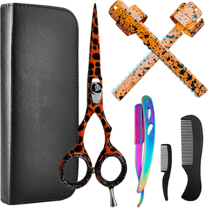 Kit de barbier professionnel 5 pièces avec logo personnalisé, 5,5 pouces, pour salon, comprenant 1 peigne à barbe, 1 peigne à moustache, rasoirs OEM pour une coupe précise des poils du visage - Product Image 1