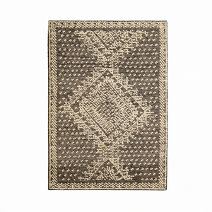 Tapis décoratif DECORDEC beige ivoire en laine écologique, antidérapant, à rayures fines horizontales irrégulières, moderne, tufté à la main, à poils moyens - Product Image 1