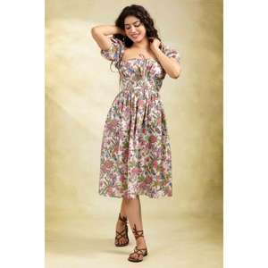 ชุดเดรสสั้นลายดอกไม้สำหรับผู้หญิง ชุดเดรสสั้นสไตล์โบฮีเมียน ชุดลำลองชายหาด ชุดวันหยุดสุดอินเทรนด์ - Product Image 6