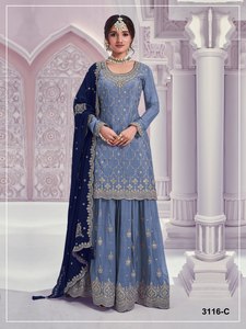 Conjunto de Salwar Kameez Tradicional de Seda para Mujer, Bordado, Estilo Indio Pakistaní, para Bodas y Fiestas, Traje Anarkali de Manga Larga - Product Image 5