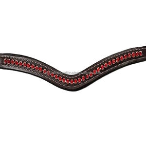 Diadema clásica de cuero con cristales rojos de 6 mm para caballo, accesorios de brida ecuestre, diadema de cuero para caballo en tamaño cob completo - Product Image 3