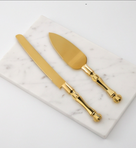 Servidor de pastel de oro clásico Hermosa herramienta de corte de pastel adecuada para uso diario Bodas Aniversarios Cumpleaños y eventos familiares - Product Image 1