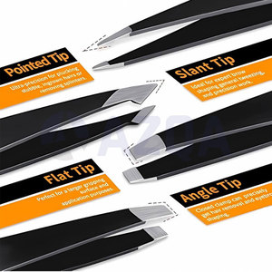 Set de Cuidado de Cejas de Acero Inoxidable con Recubrimiento Negro Premium, con Pinzas de Precisión, Tijeras, Depiladora y Cepillo - Product Image 4