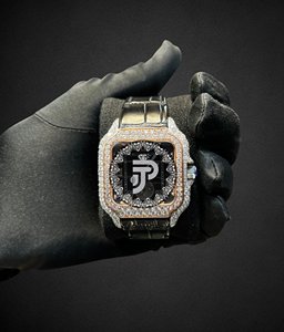 Iced Out Stainless Steel <b>Watch</b> Moissanite <b>Diamond</b> Hip Hop Men Wristwatch Black Dial <b>Diamond</b> Bezel Bling Luxury Fashion Timepiece - Product Image 1