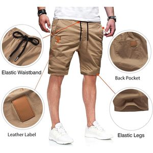 2025 pantalones cortos informales de sarga de algodón para hombre con cintura elástica Bermud - Product Image 4