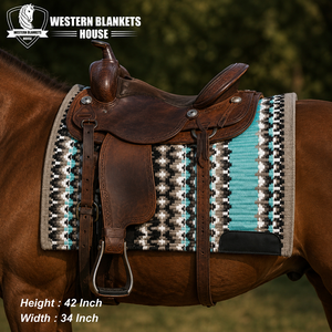 Tapis de Selle Western Style Classique 42x34 Pouces en Polaire Doublée de Laine avec Rembourrage en Polyester, Absorption des Chocs, Protection pour Chevaux - Product Image 5