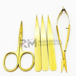 Juego de pinzas para cejas RMI Full Gold Plasma Color Matt y tijeras de precisión y tijeras para cutículas. - Product Image 3