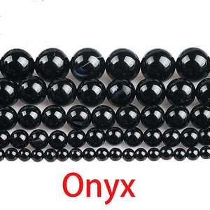 Ónix Negro Natural de Primera Calidad, Cuentas Sueltas Lisas para Joyería, Fabricación de Pulseras y Collares, Gemas Zubeda, Color Rajasthan - Product Image 2