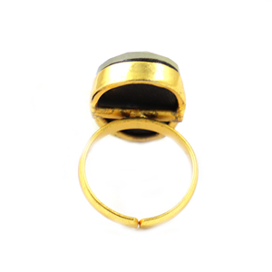 Anillo de latón chapado en oro de 24 quilates con piedra lunar gris de diseño clásico y lámina de oro, forma elegante, joyería para mujer, venta al por mayor a granel - Product Image 3