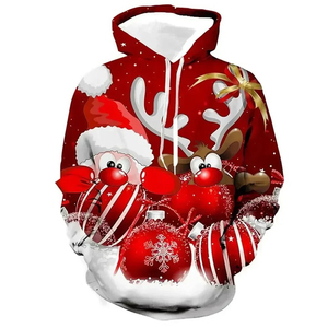 Sweat à capuche pour homme 100% coton, uni, hiver, écologique, respirant, en polaire, imprimé 3D, costume de Noël pour homme - Product Image 1
