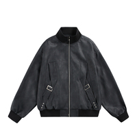 Vente directe d'usine, veste bomber en cuir PU vintage pour homme, style streetwear, veste de moto en cuir pour homme, automne
