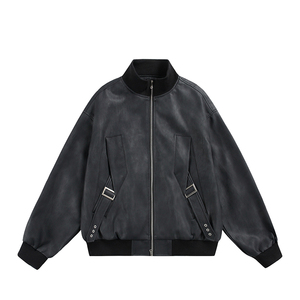 Vente directe d'usine, veste bomber <span class=keywords><strong>en</strong></span> cuir PU vintage pour <span class=keywords><strong>homme</strong></span>, style streetwear, veste de <span class=keywords><strong>moto</strong></span> <span class=keywords><strong>en</strong></span> cuir pour <span class=keywords><strong>homme</strong></span>, automne - Product Image 3