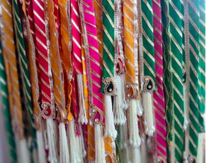 Guirlandes en tissu rayé coloré, décoration bohème pour la maison, pour les mariages, les fêtes, utilisation en intérieur - Product Image 5