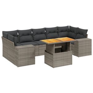 Conjunto de Sofás de Jardín de Ratán Gris, 6 Plazas, Resistente a la Intemperie, Muebles de Exterior de Diseño Contemporáneo - Product Image 4