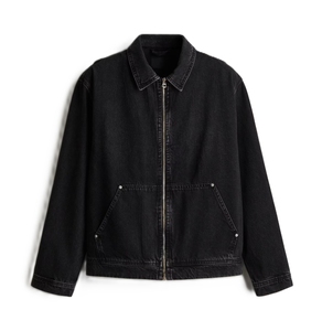 Men's Washed Denim <b>Jacket</b> <b>With</b> <b>Zipper</b> Closure And <b>Pockets</b> Casual Loose Fit Turn-down Collar Breathable Autumn Wear - Product Image 4