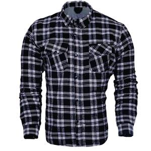 2026 High Quality Abrasion Resistant Breathable Full Sleeve Beaded Unisex % Cotton Motorcycle Flannel <b>Shirt</b> CE Certified - Product Image 1