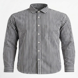 Chemise de bureau pour homme en coton 100% de haute qualité, à rayures discrètes, col classique, tenue formelle, fabricant OEM pour l'exportation - Product Image 1