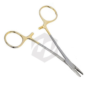 Portaagujas Baumgartner de 14 cm, Acero Inoxidable de Grado Quirúrgico, Carburo de Tungsteno, Mango Antideslizante Chapado en Oro, Instrumentos Médicos - Product Image 5