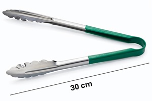 Stainless Steel Polished Heavy Duty Kitchen Tongs 30 cm Heat Resistant Green Handle | Multipurpose Smokers <b>BBQ</b> Camping Serving - Product Image 6