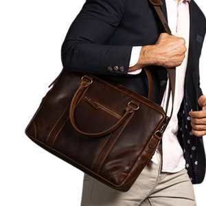 Sacs à ordinateur portables en cuir pour hommes et femmes, avec compartiments zippés et poches pour ordinateur portable, dernier design, fabriqués en cuir. - Product Image 6