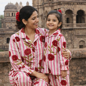 ชุดนอนครอบครัวแบบเข้าชุดกัน แม่ลูก ชุดนอนผ้าฝ้าย ชุดลำลอง ชุดนอนน่ารักสำหรับแม่และลูก ชุดนอนนุ่ม ระบายอากาศได้ดี - Product Image 2