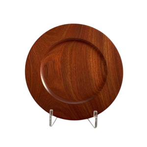 Assiette décorative ronde en bois avec support, design minimaliste, couleur unie, finition polie, design chinois traditionnel, assiettes de service - Product Image 1