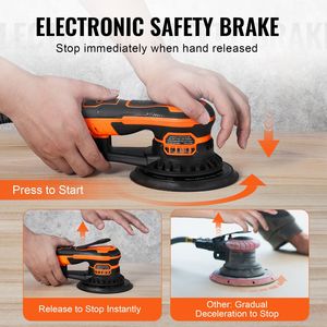 Levigatrice Roto-Orbitale Elettrica Brushless da 5 e 6 Pollici, 350W, 10.000 Giri/Min, 6 Velocità Variabili, con 20 Dischi Abrasivi - Product Image 2
