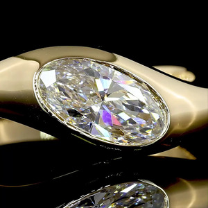 Anillo de Compromiso Solitario con Diamante Ovalado Cultivado en Laboratorio, Engastado en Bisel, en Oro de 10K/14K/18K o Plata 925/935, para Aniversario de Bodas - Product Image 2