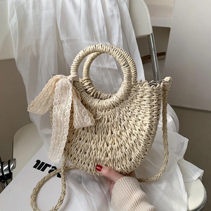 Sac en jonc de mer 100% naturel et écologique pour femmes avec nœud (2 couleurs) | Sac pour femmes, sac en jonc de mer, sac naturel | Sac quotidien pour filles - Product Image 4