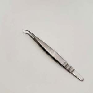 Pinza de acero inoxidable curvada para pestañas, herramienta de extensión de pestañas con punta curva, logotipo personalizado, agarre perfecto - Product Image 6